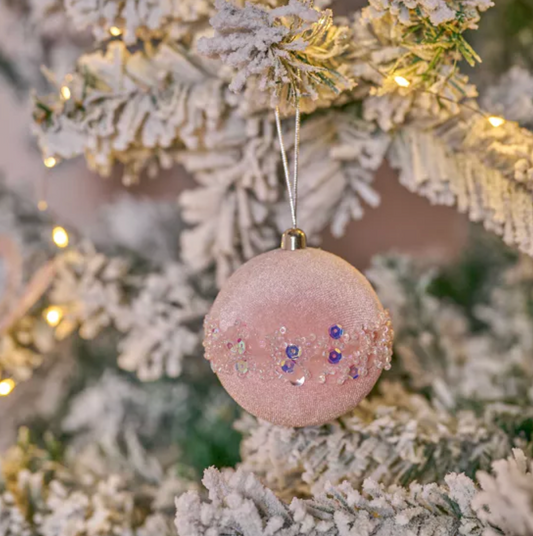 VELVET TREE DECORATION - BLUSH BAUBLE