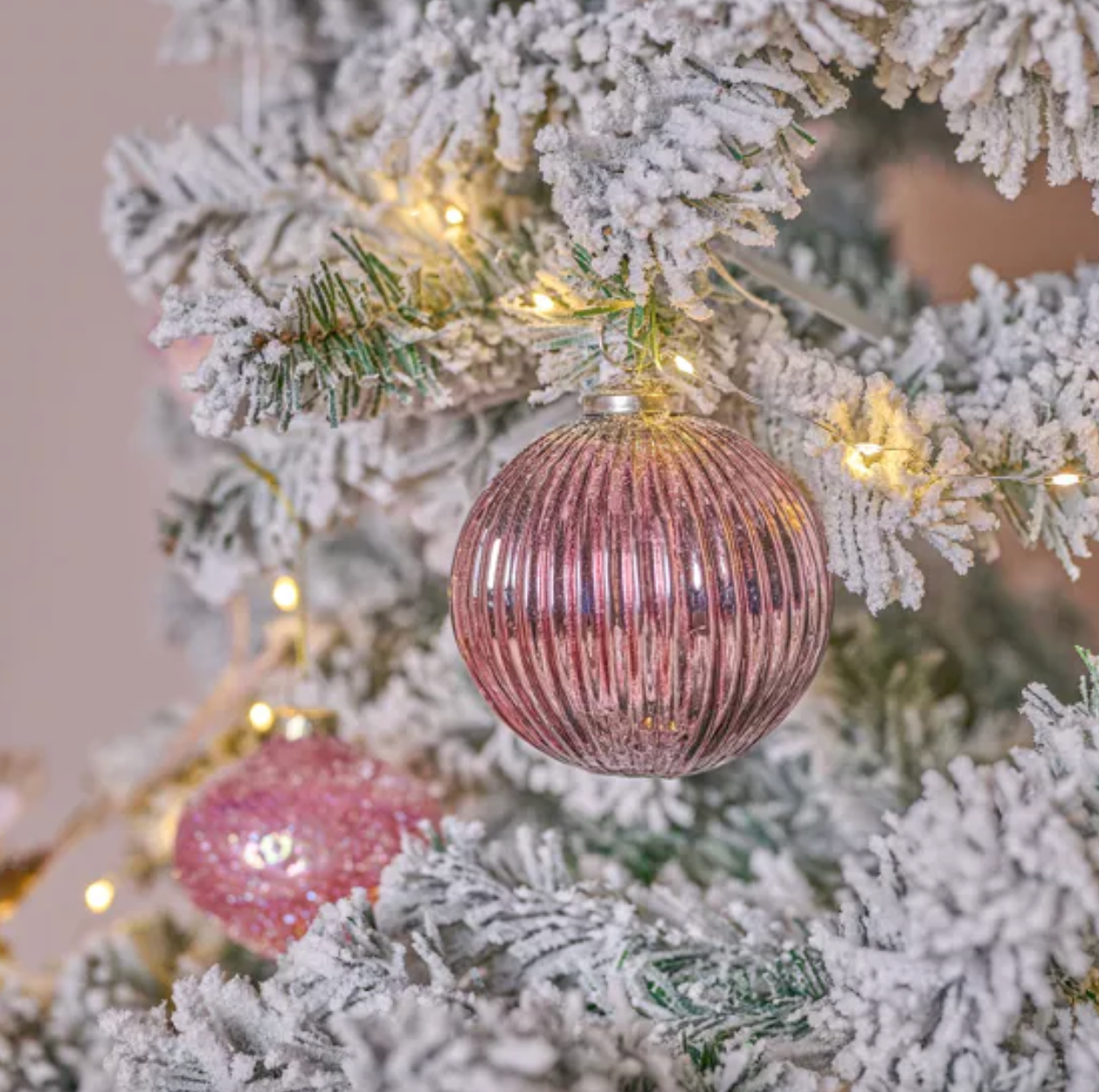 GLASS BAUBLE PINK - ROUND