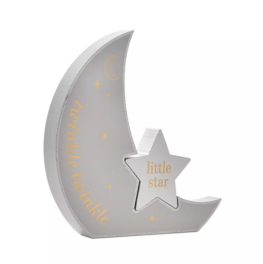 BAMBINO WOODEN MOON PLAQUE "TWINKLE TWINKLE" 18CM