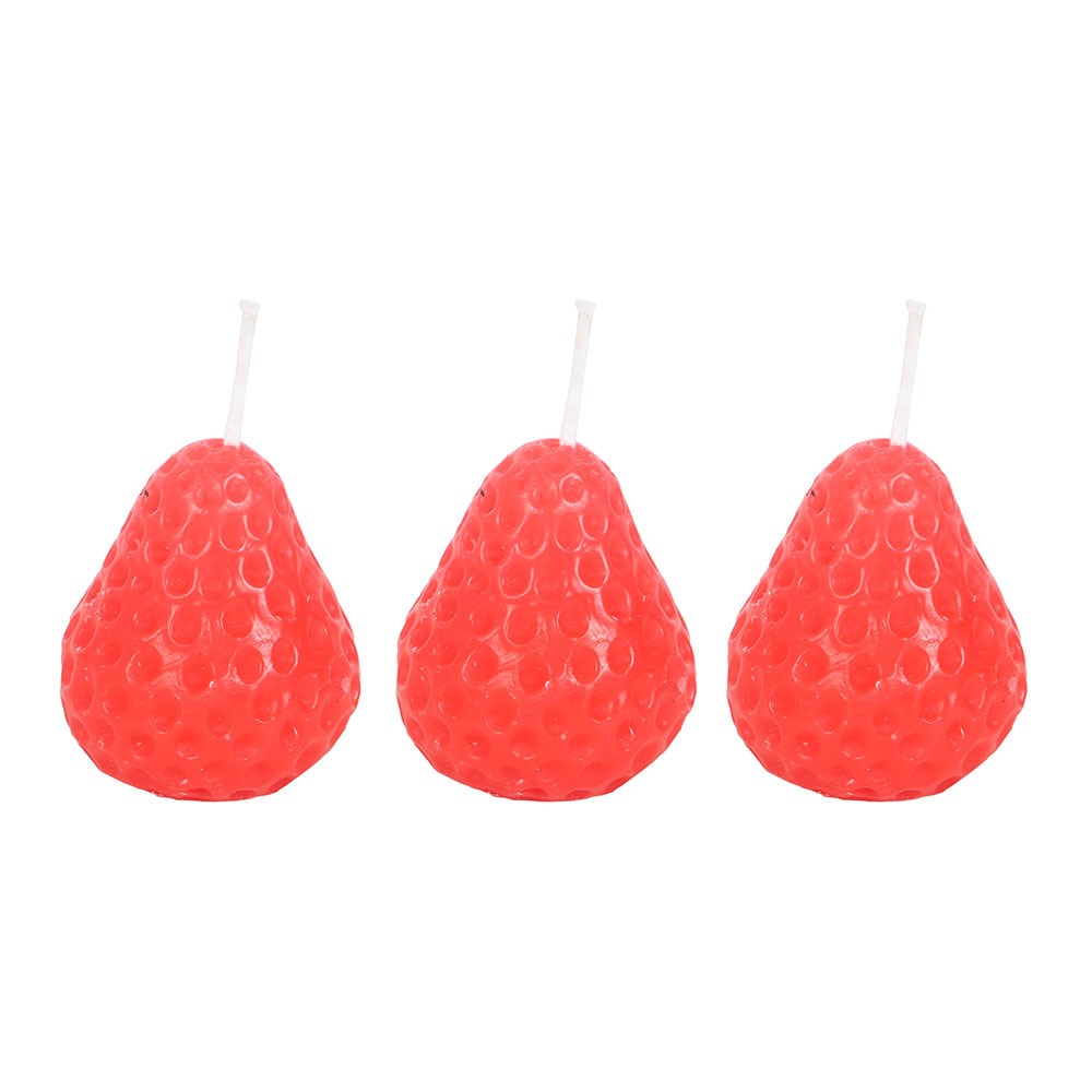 SET OF 3 STRAWBERRY SHAPED CANDLES