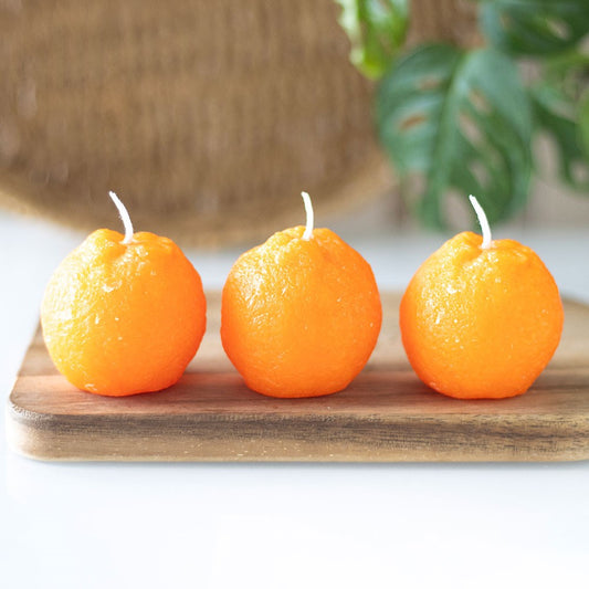 SET OF 3 ORANGE SHAPED CANDLES