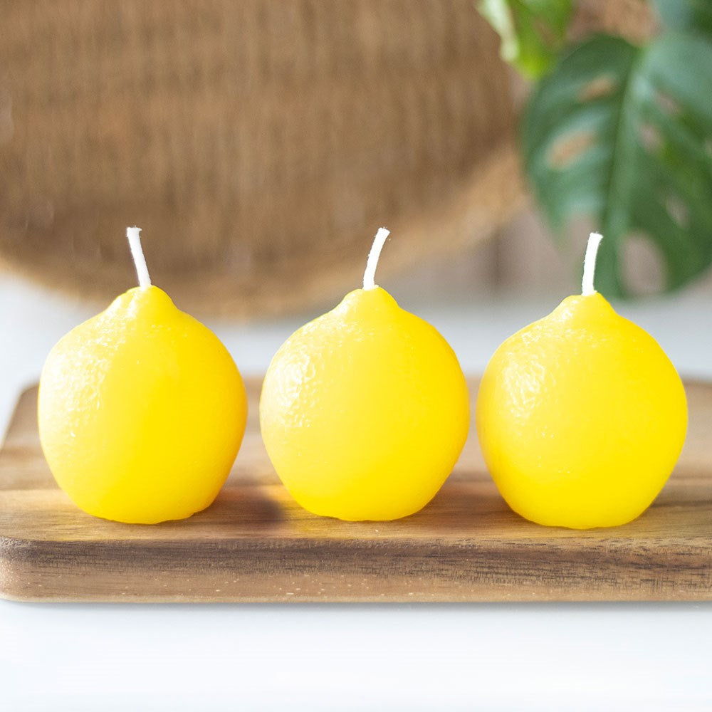 SET OF 3 LEMON SHAPED CANDLES