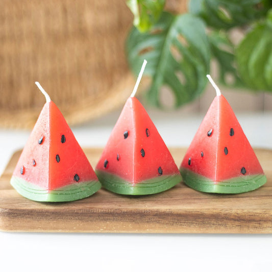 SET OF 3 WATERMELON SHAPED CANDLES