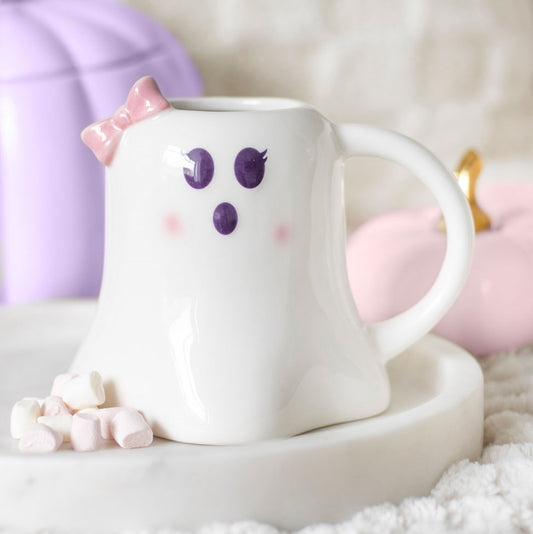 MISS BOO GHOST SHAPED MUG WITH BOW