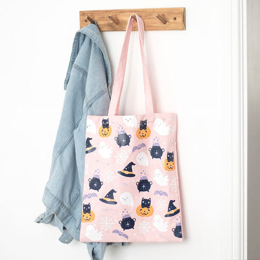 CUTE HALLOWEEN PRINT POLYCOTTON TOTE BAG