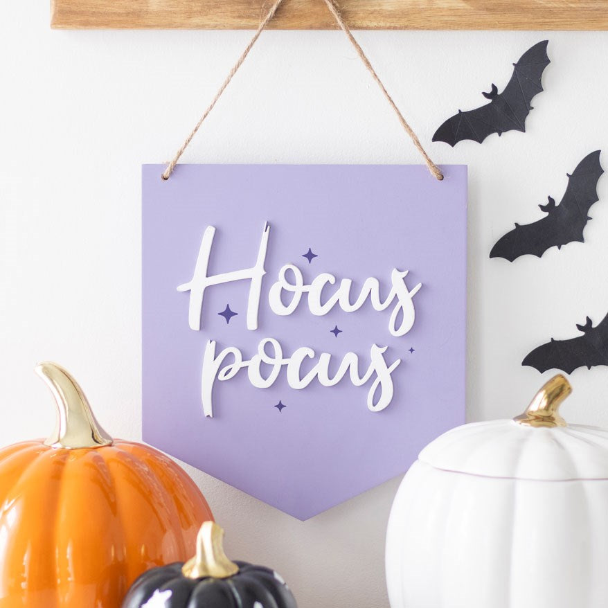 PURPLE HOCUS POCUS HANGING SIGN