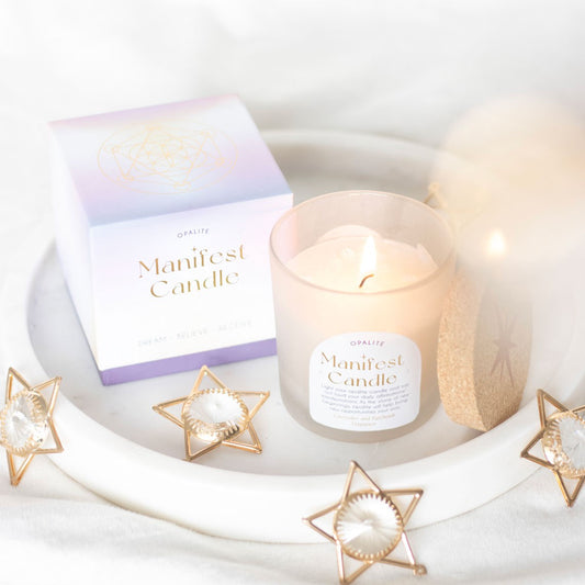 OPALITE LAVENDER & PATCHOULI MANIFESTATION CANDLE
