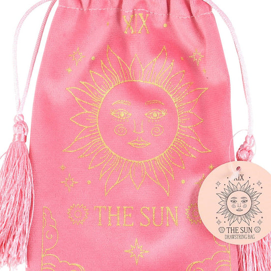 THE SUN VINTAGE TAROT VELVET DRAWSTRING BAG