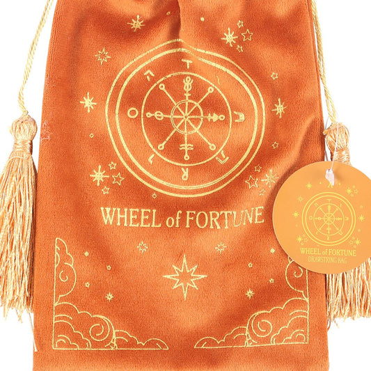 THE WHEEL OF FORTUNE VINTAGE TAROT VELVET DRAWSTRING BAG