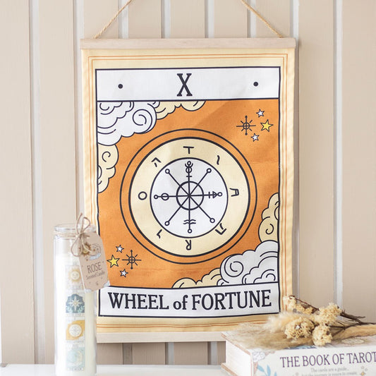 THE WHEEL OF FORTUNE VINTAGE TAROT WALL HANGING
