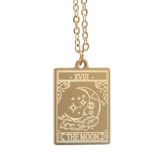 THE MOON VINTAGE TAROT NECKLACE ON GREETING CARD