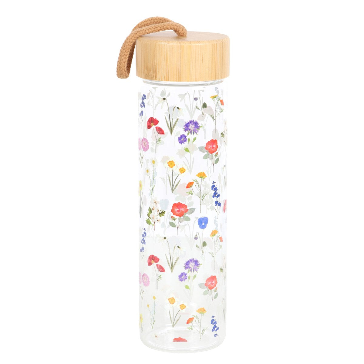 WILDFLOWER GLASS AND BAMBOO WATER BOTTLE