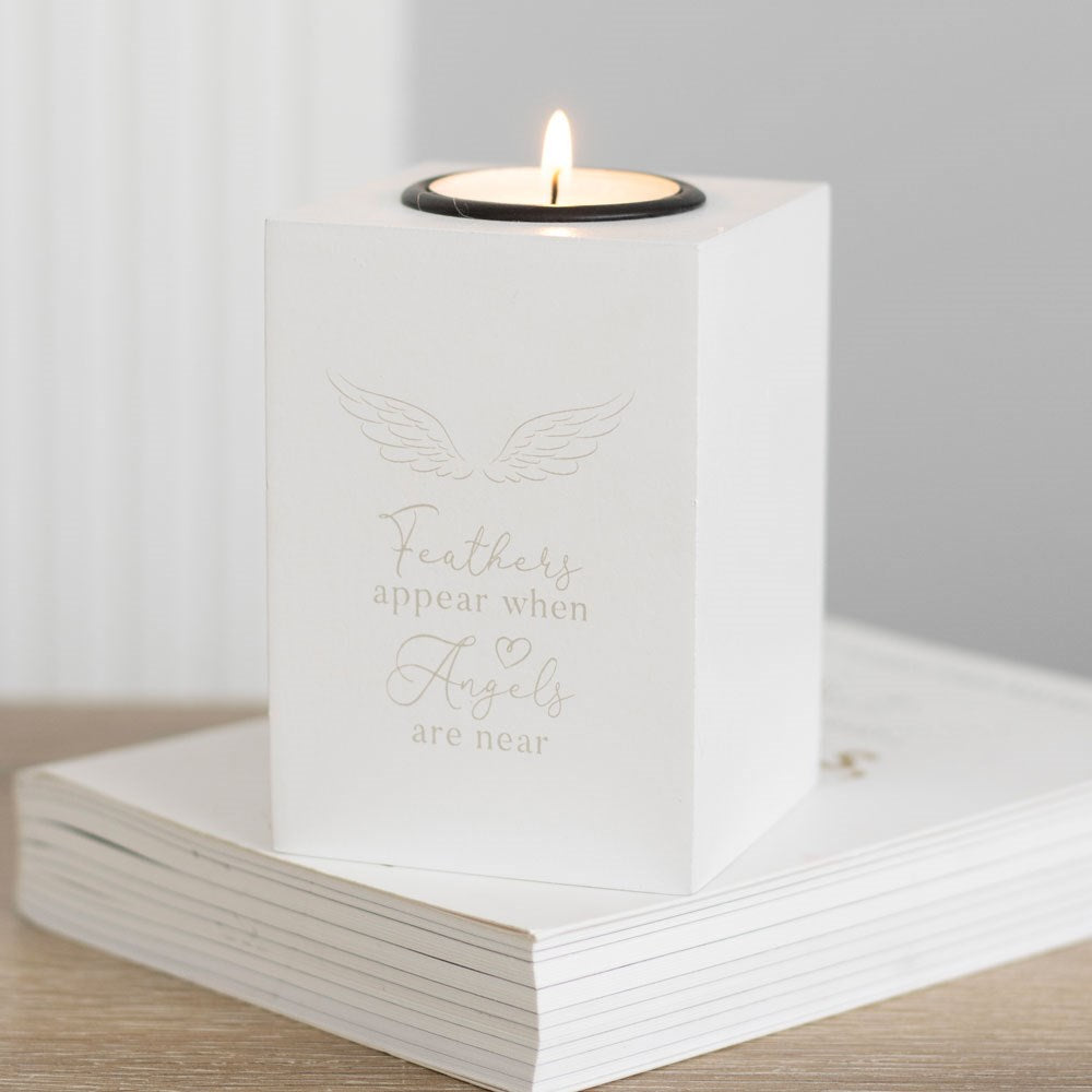 FEATHERS APPEAR ANGEL WING TEALIGHT HOLDER