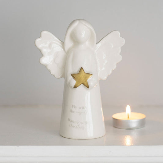 FLY WITH THE ANGELS SENTIMENT ANGEL ORNAMENT