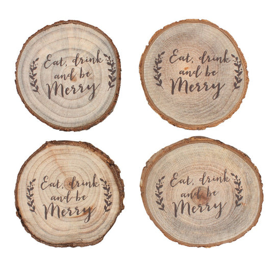 Christmas Log Slice Coaster Set