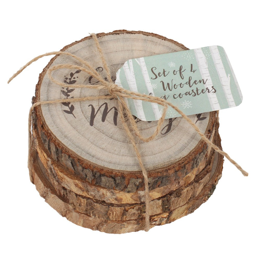 Christmas Log Slice Coaster Set