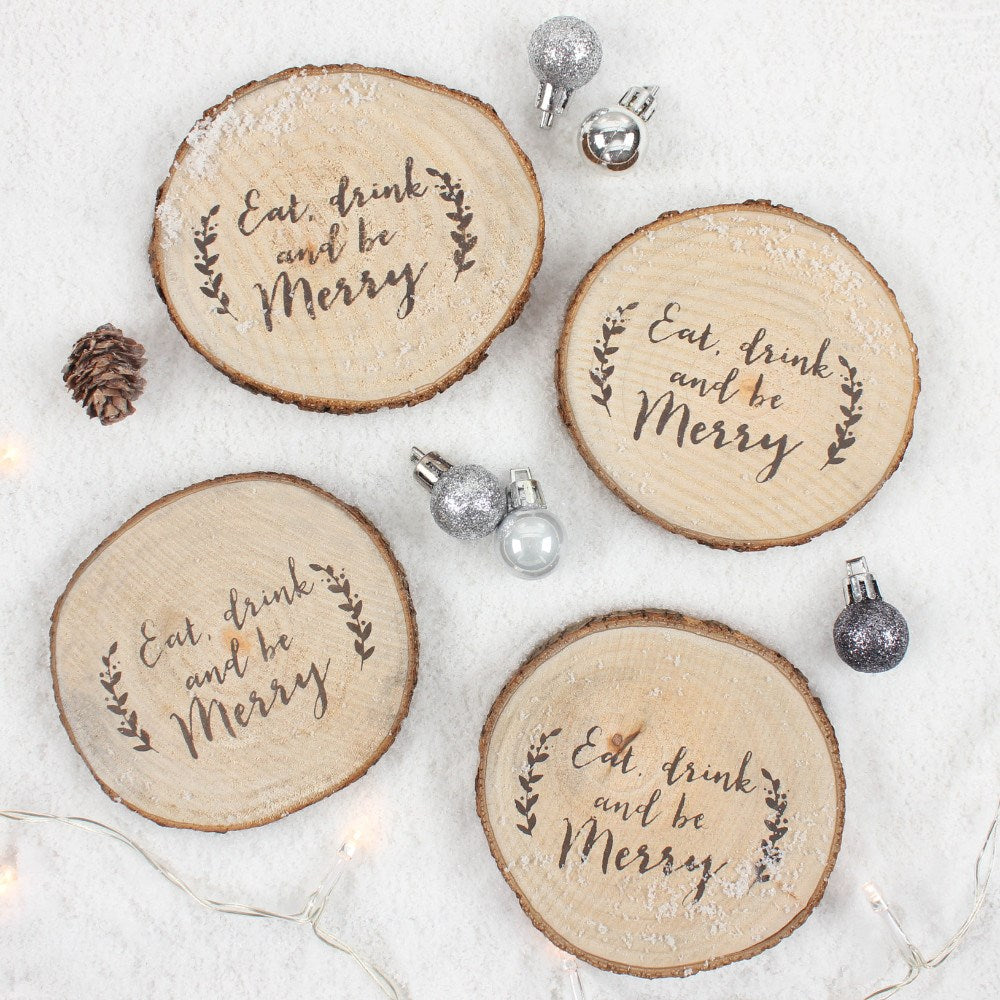 Christmas Log Slice Coaster Set