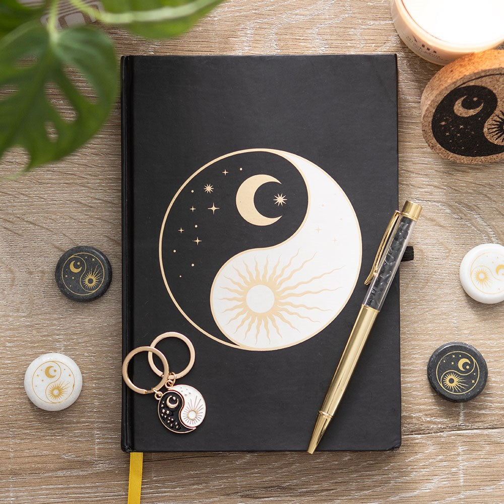 YIN YANG JOURNAL WITH BLACK OBSIDIAN PEN