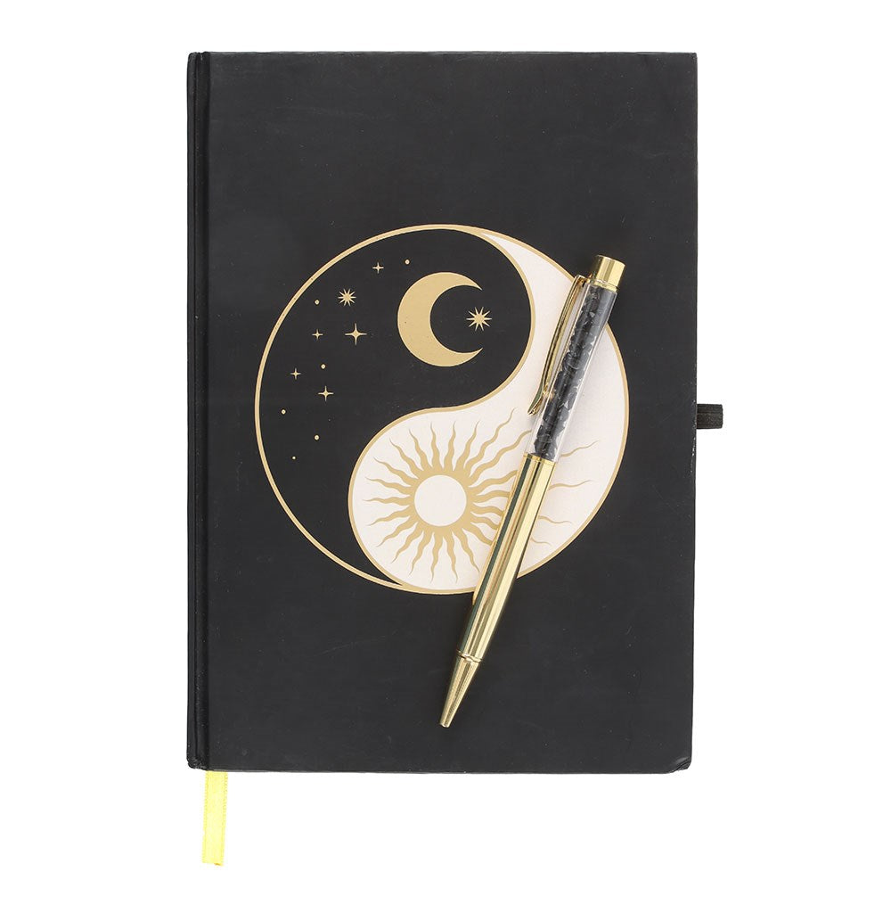 YIN YANG JOURNAL WITH BLACK OBSIDIAN PEN