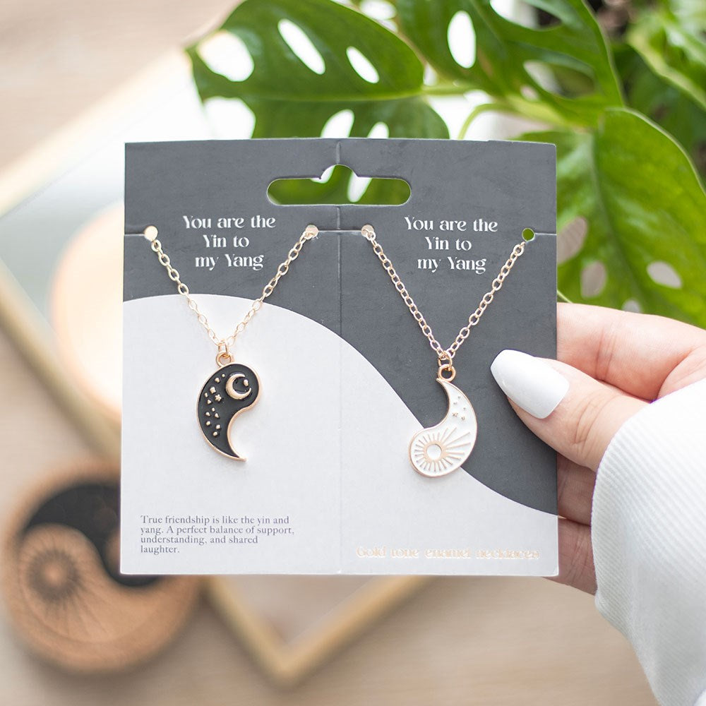 PAIR OF YIN YANG BEST FRIEND PENDANT NECKLACES