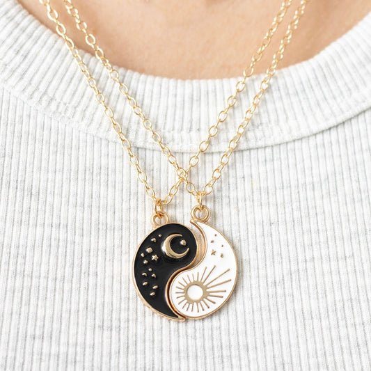 PAIR OF YIN YANG BEST FRIEND PENDANT NECKLACES