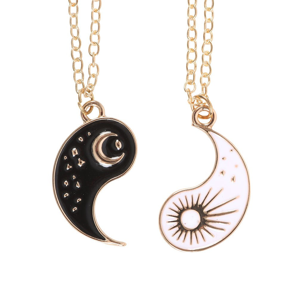 PAIR OF YIN YANG BEST FRIEND PENDANT NECKLACES