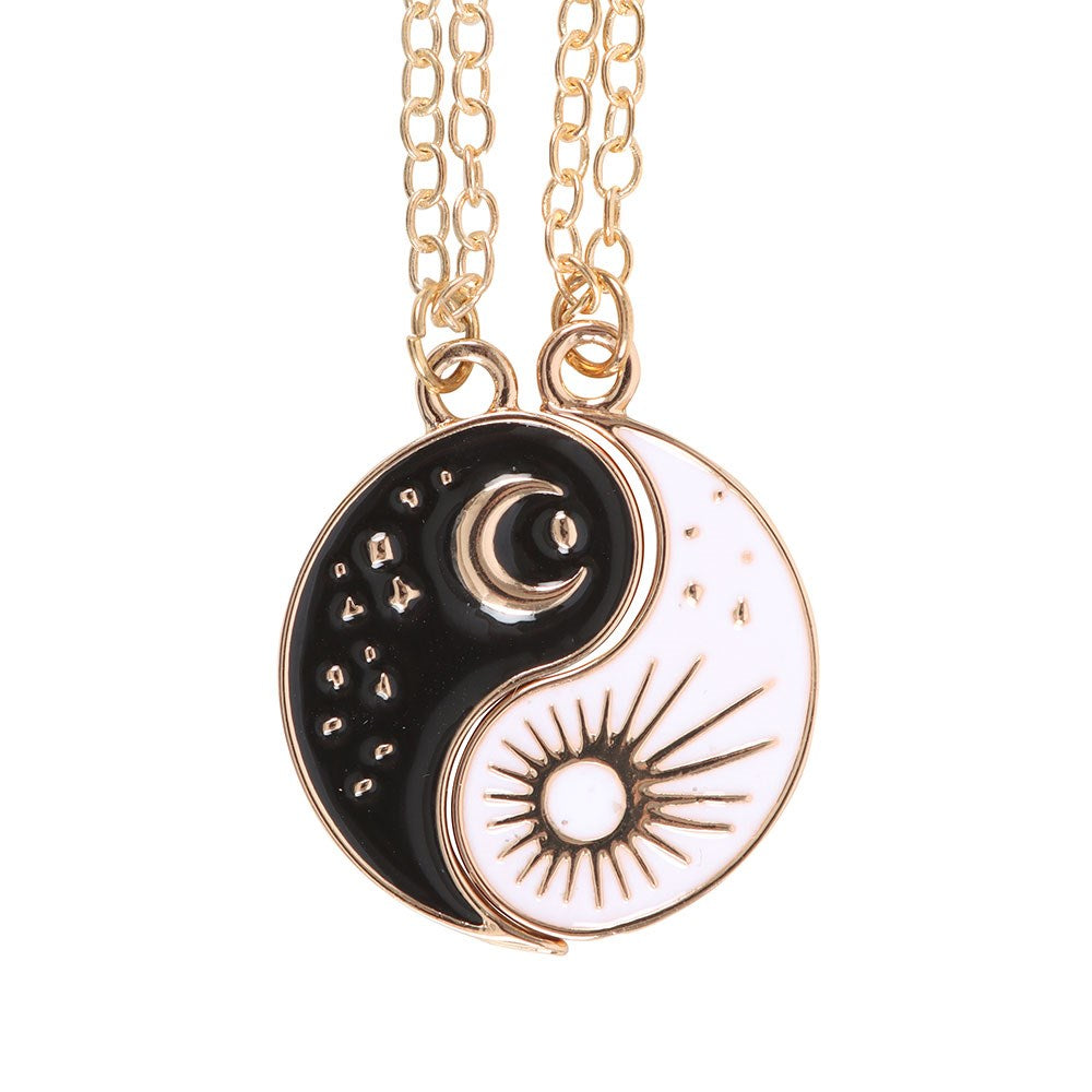 PAIR OF YIN YANG BEST FRIEND PENDANT NECKLACES