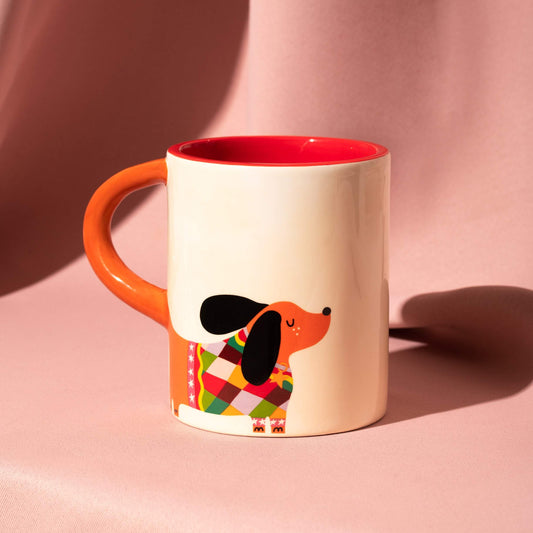 RASPBERRY BLOSSOM DOG MUG WITH 3D HANDLE