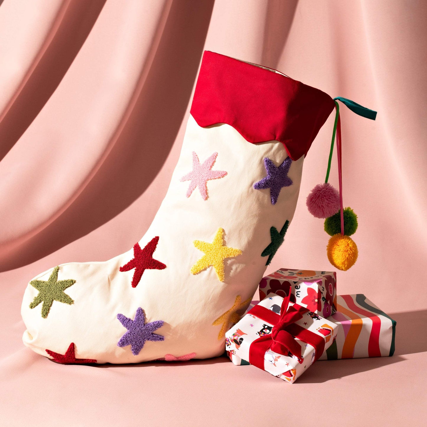 RASPBERRY BLOSSOM STARS STOCKING