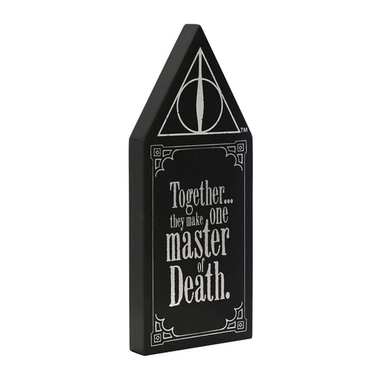 WARNER BROS HARRY POTTER DARK ARTS GLOW IN THE DARK WOODEN PLAQUE - DEATHLY HALLOWS