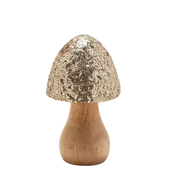 WOOD WITH MOSAIC MUSHROOM ORNAMENT - SMALL