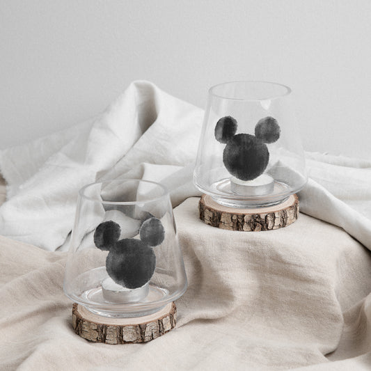DISNEY MICKEY - SET OF 2 GLASS CANDLE HOLDERS