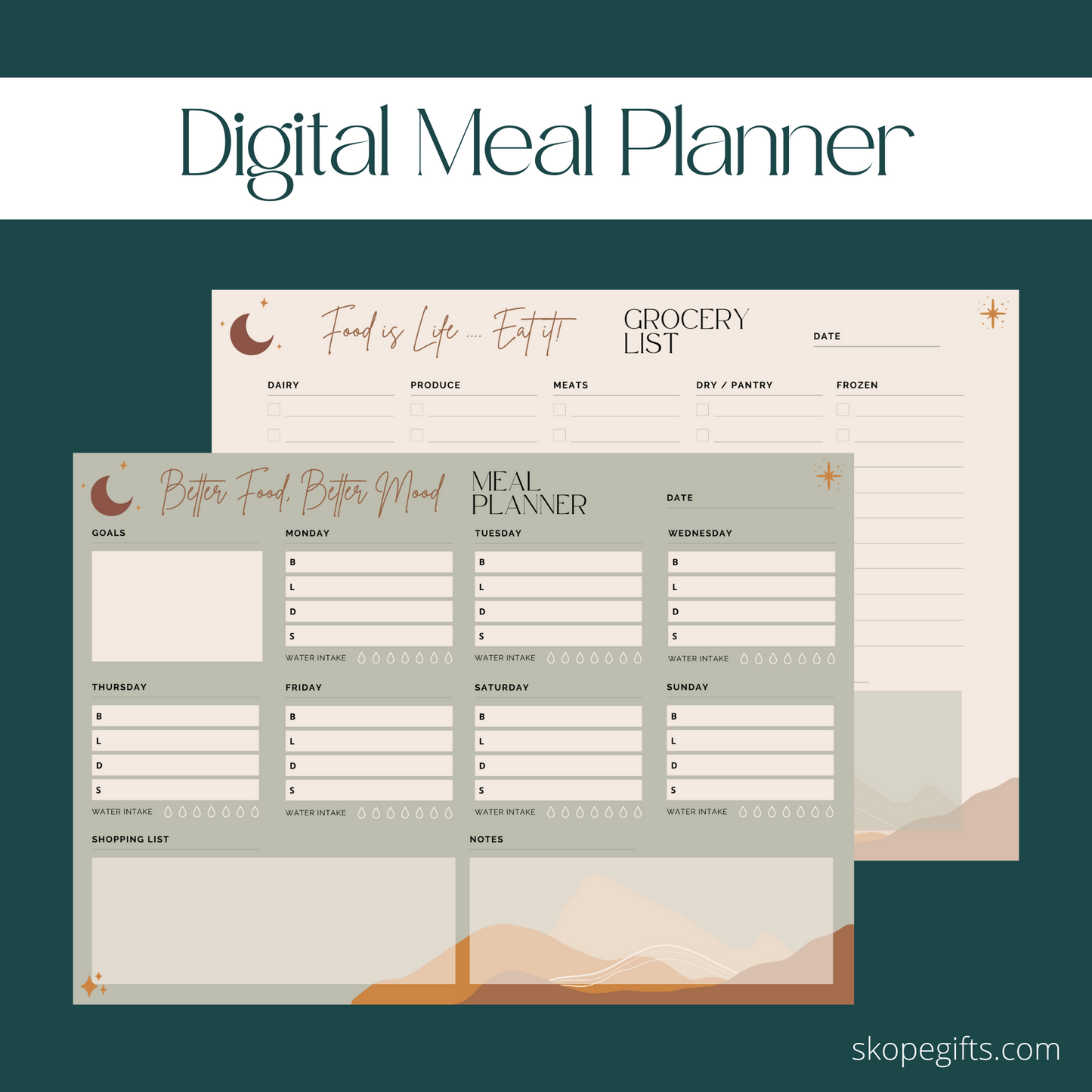 Digital Meal Planner & Grocery List (Digital / Printable Only)