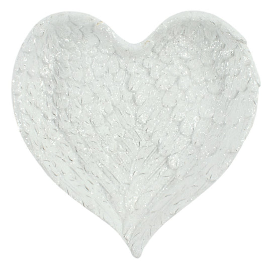 GLITTER HEART SHAPED ANGEL WING TRINKET DISH