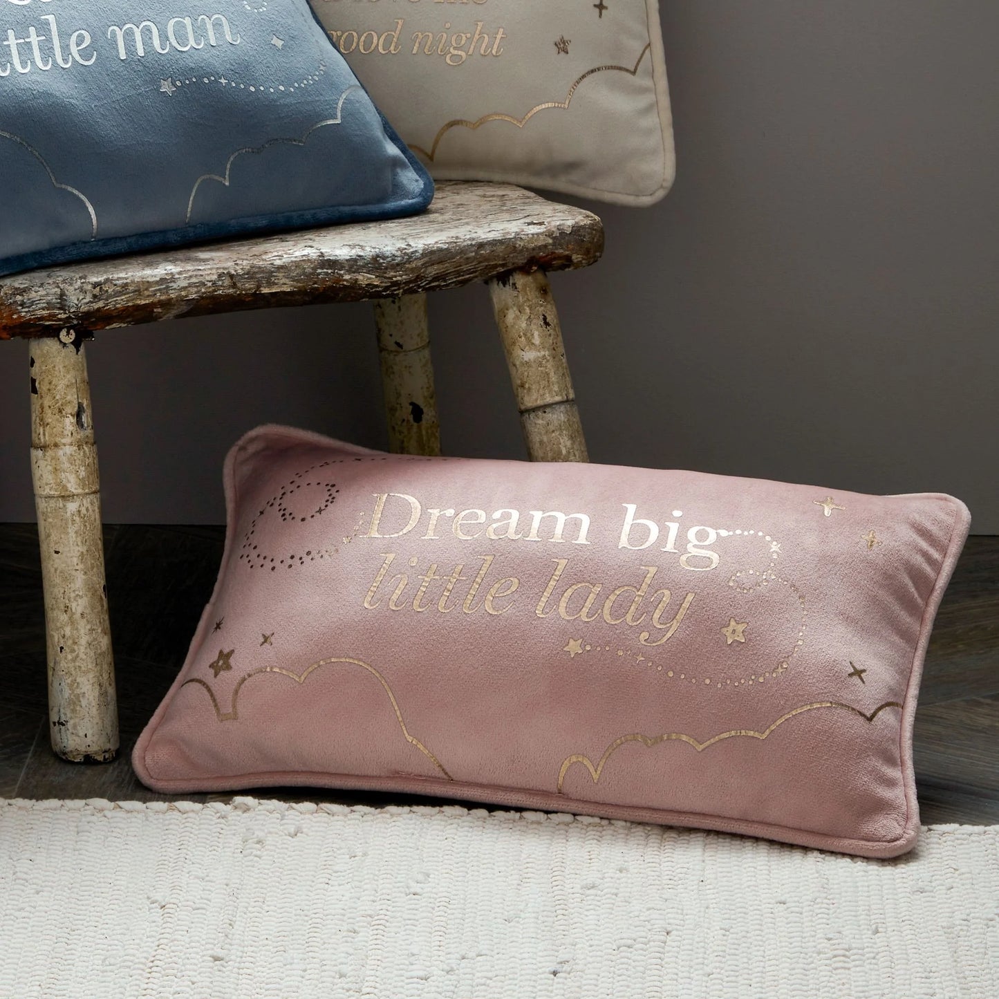 BAMBINO RECTANGLE VELVET CUSHION "LITTLE LADY" 33CM