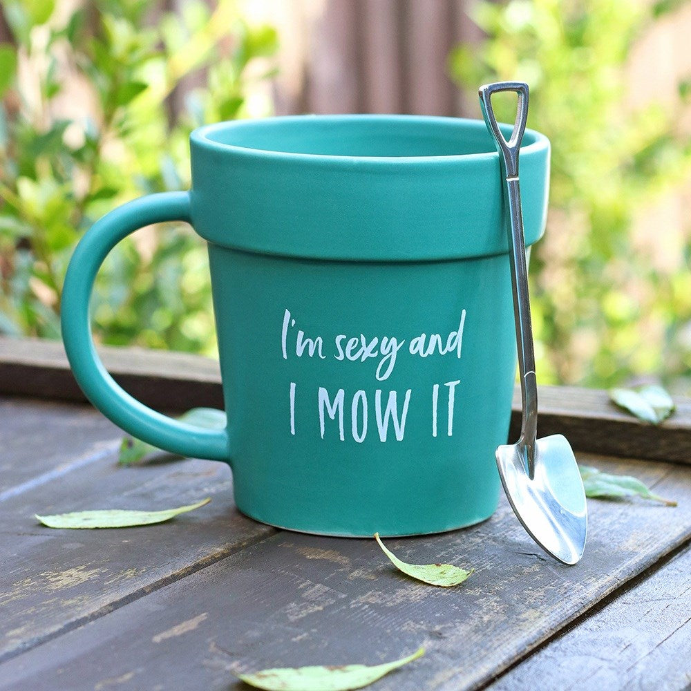 Mow It Planter Mug & Shovel Spoon - Zen Garden