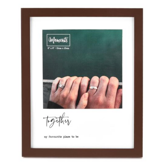 MOMENTS WOODEN PHOTO FRAME WITH MOUNT 6" X 6" - TOGETHER