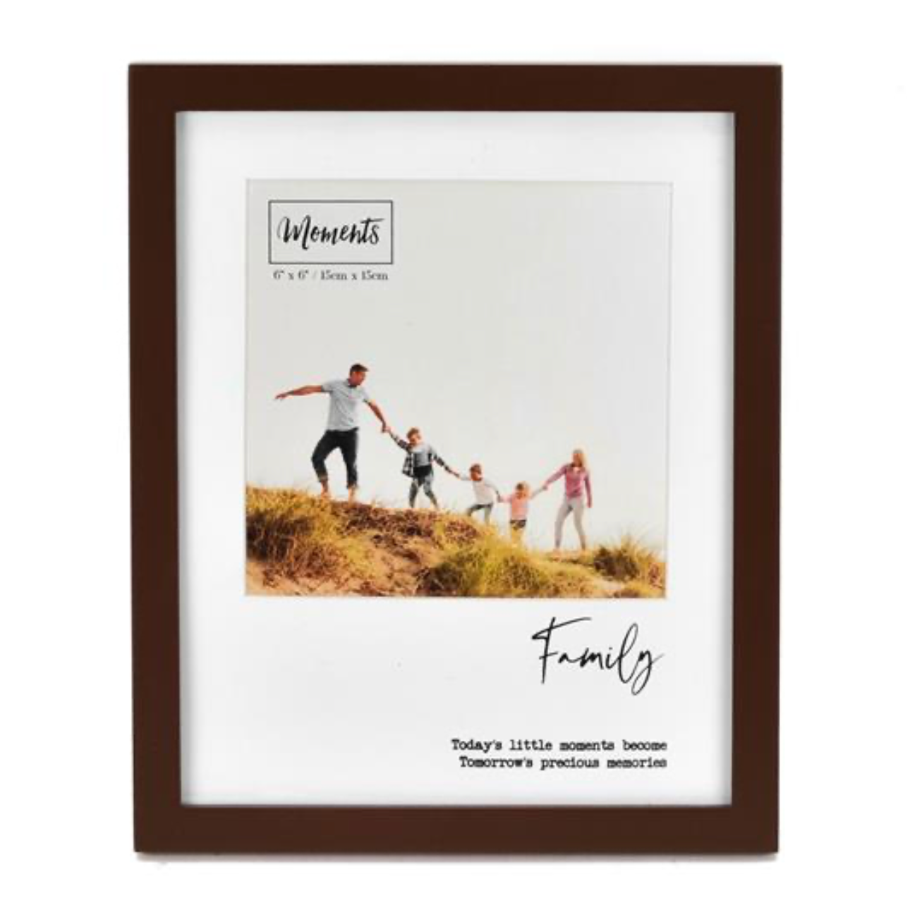 MOMENTS WOODEN PHOTO FRAME WITH MOUNT 6" X 6" - FAMILY